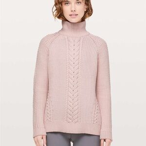 Lululemon Bring The Cozy Cable-knit Turtleneck Sweater Misty Pink